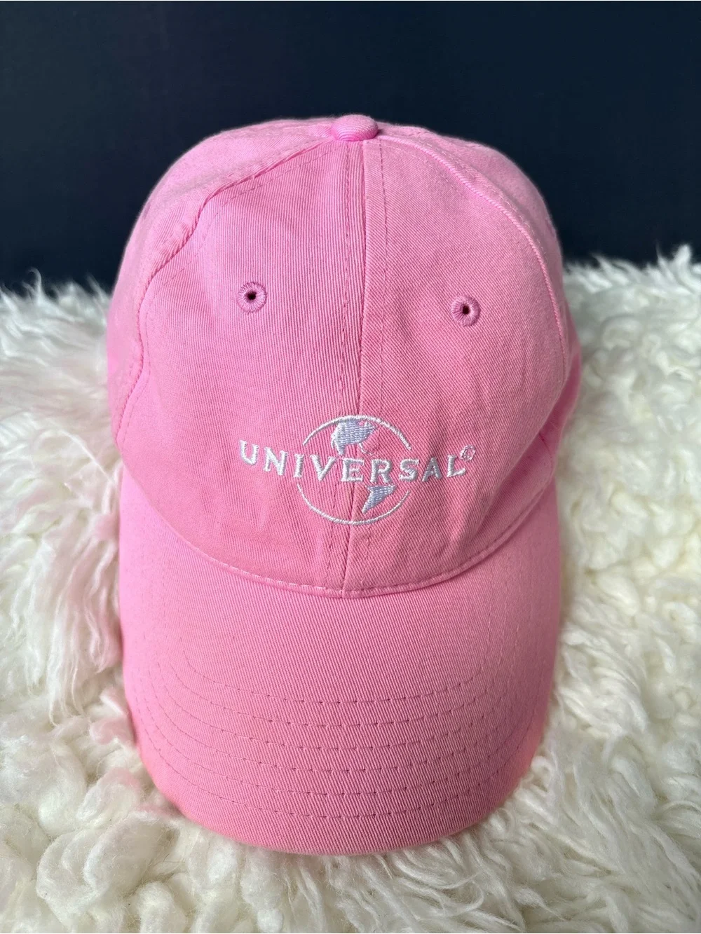 Official Universal Studios Classic Globe Logo Embroidered Pink Dad Hat Cap OS